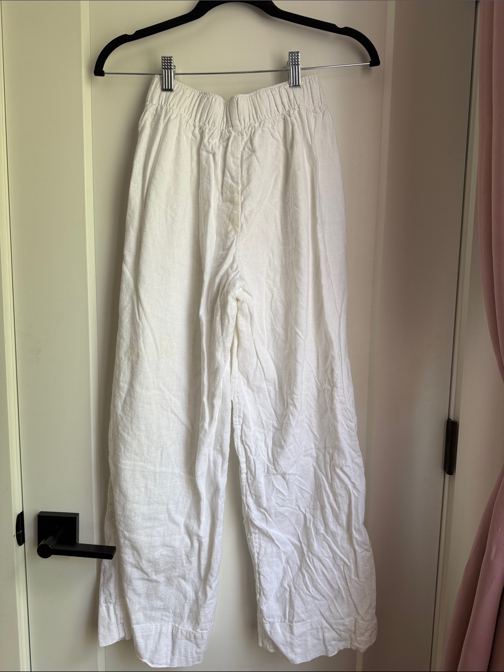 Abercrombie & Fitch White Wide-Leg Linen-Blend Pants - Picture 4 of 6